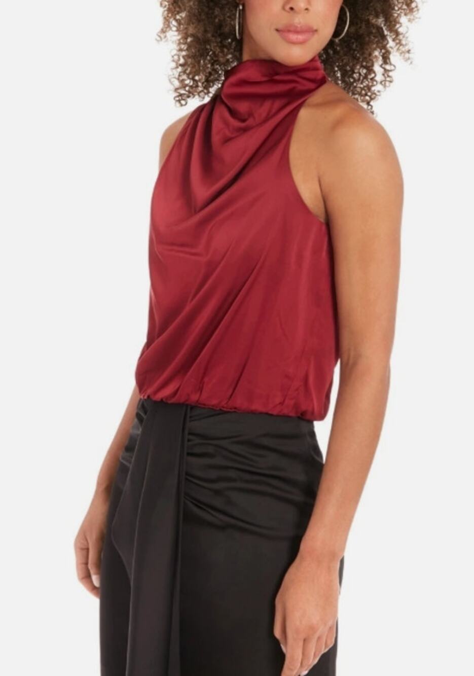 Muse Women's Draped Cowlneck Charmeuse Top Red Size 14